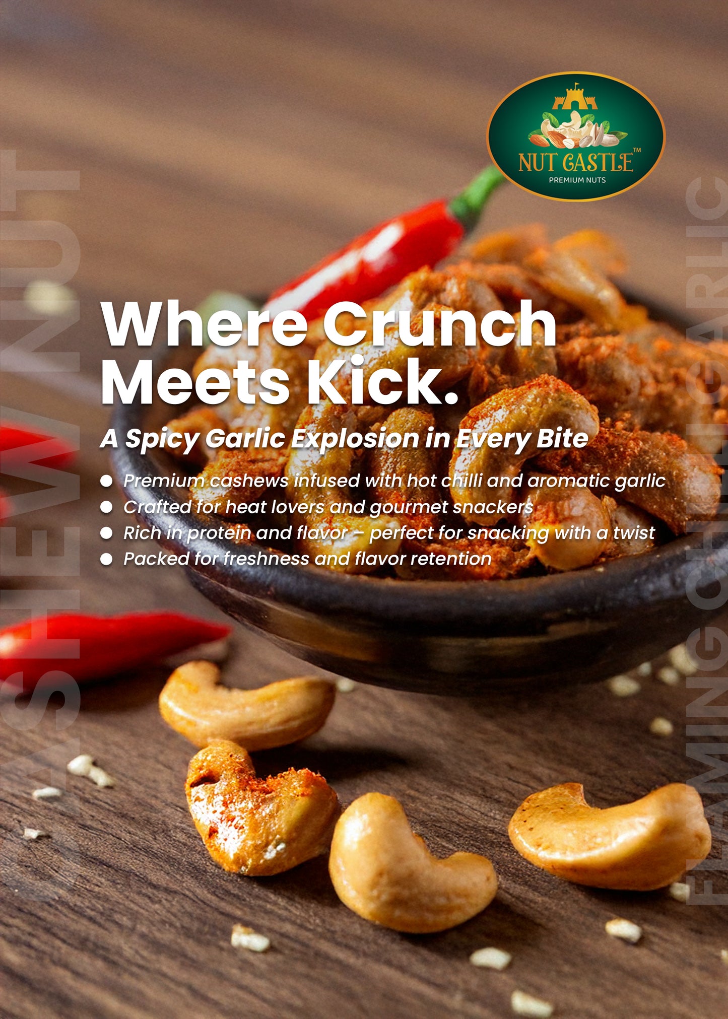 Nut Castle Spicy Flaming Chilli Garlic Flavoured Cashew Nuts
