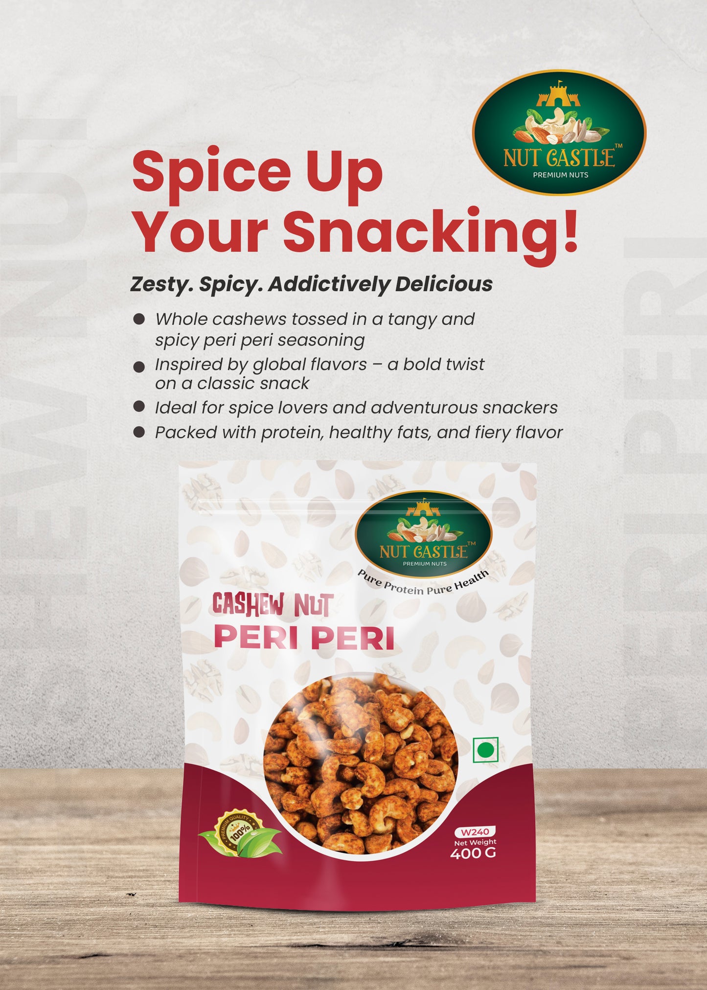 Nut Castle Premium W240 Peri Peri Flavour Cashew Nuts