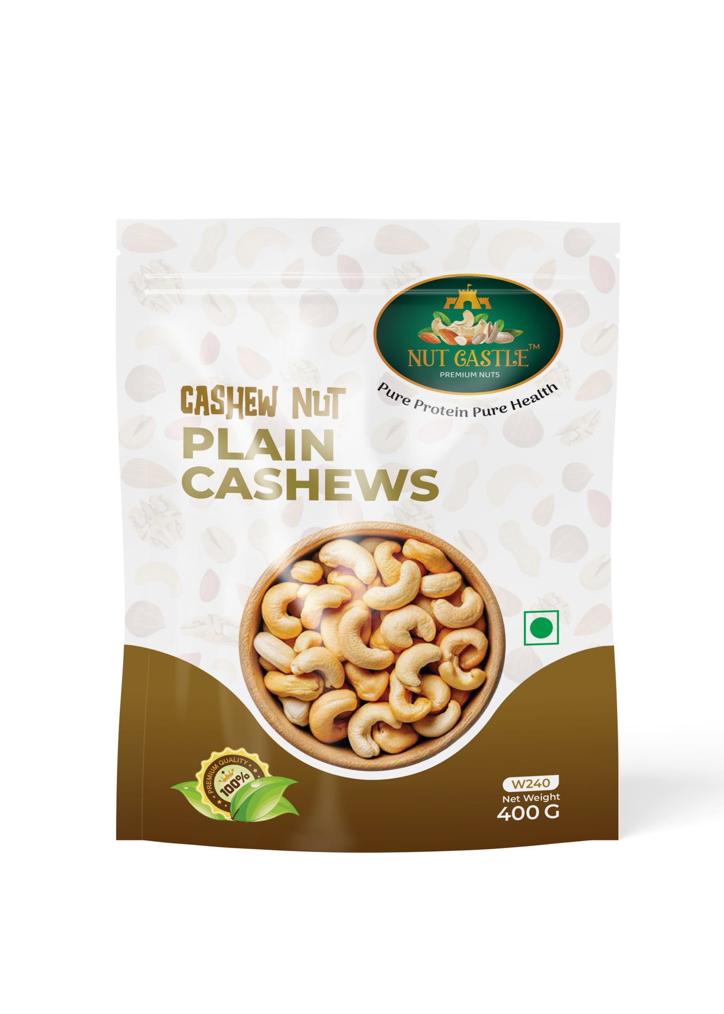 Nut Castle Premium W240 Grade, Whole Plain Cashew Nuts