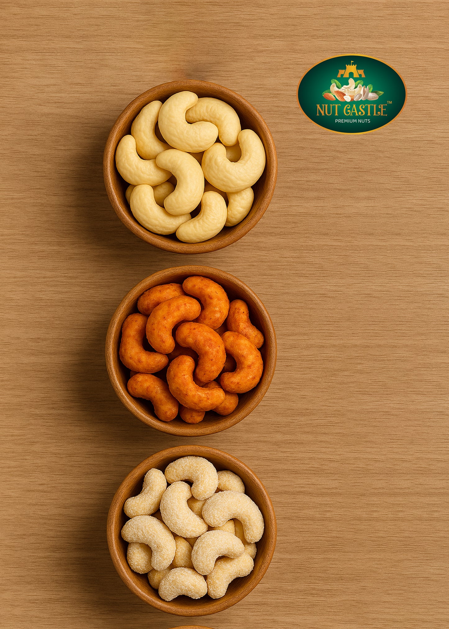 Nut Castle Cashew Trio Combo | Plain, Peri Peri & Honey Dipped Cashews | 3 x 80g Packs