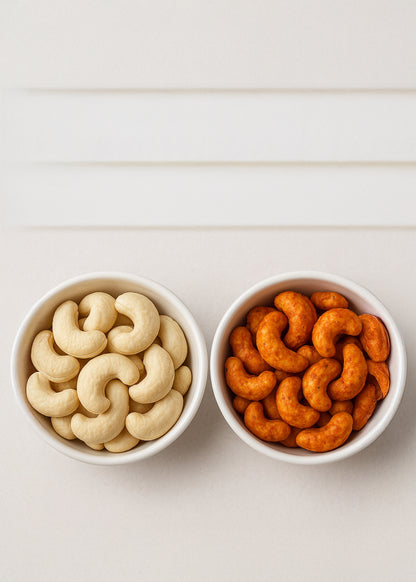 Nut Castle Cashew Combo | Plain & Flaming Chilli Garlic | 2 x 80g Packs