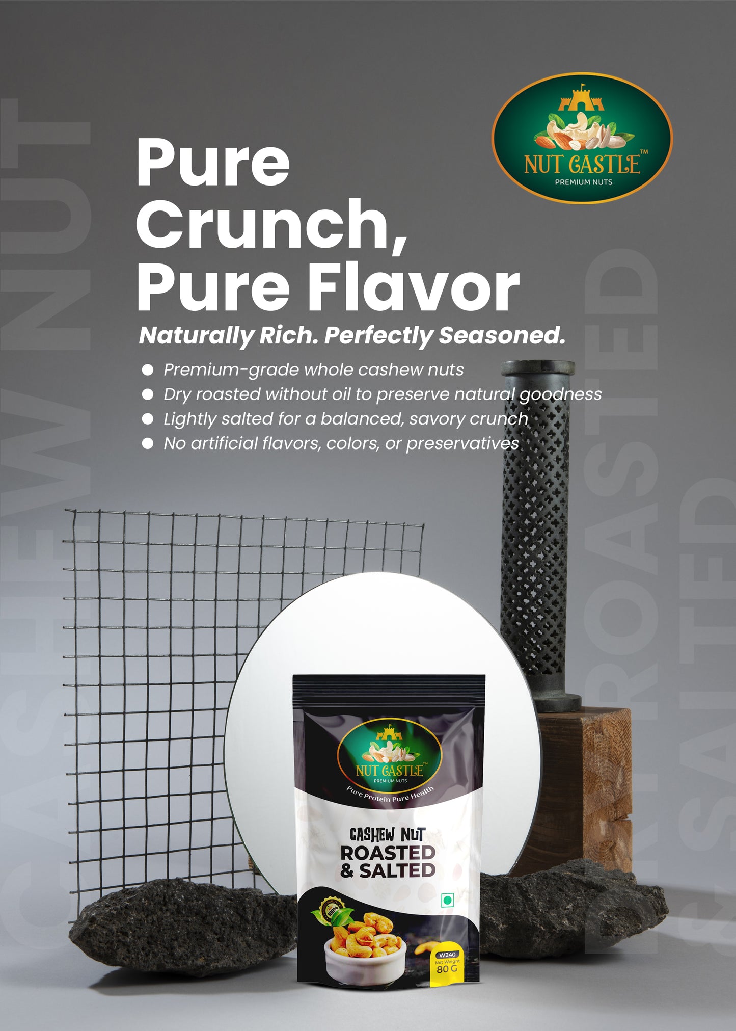 Nutcastle W240 Grade, Premium Roasted & Salted Cashew Nuts