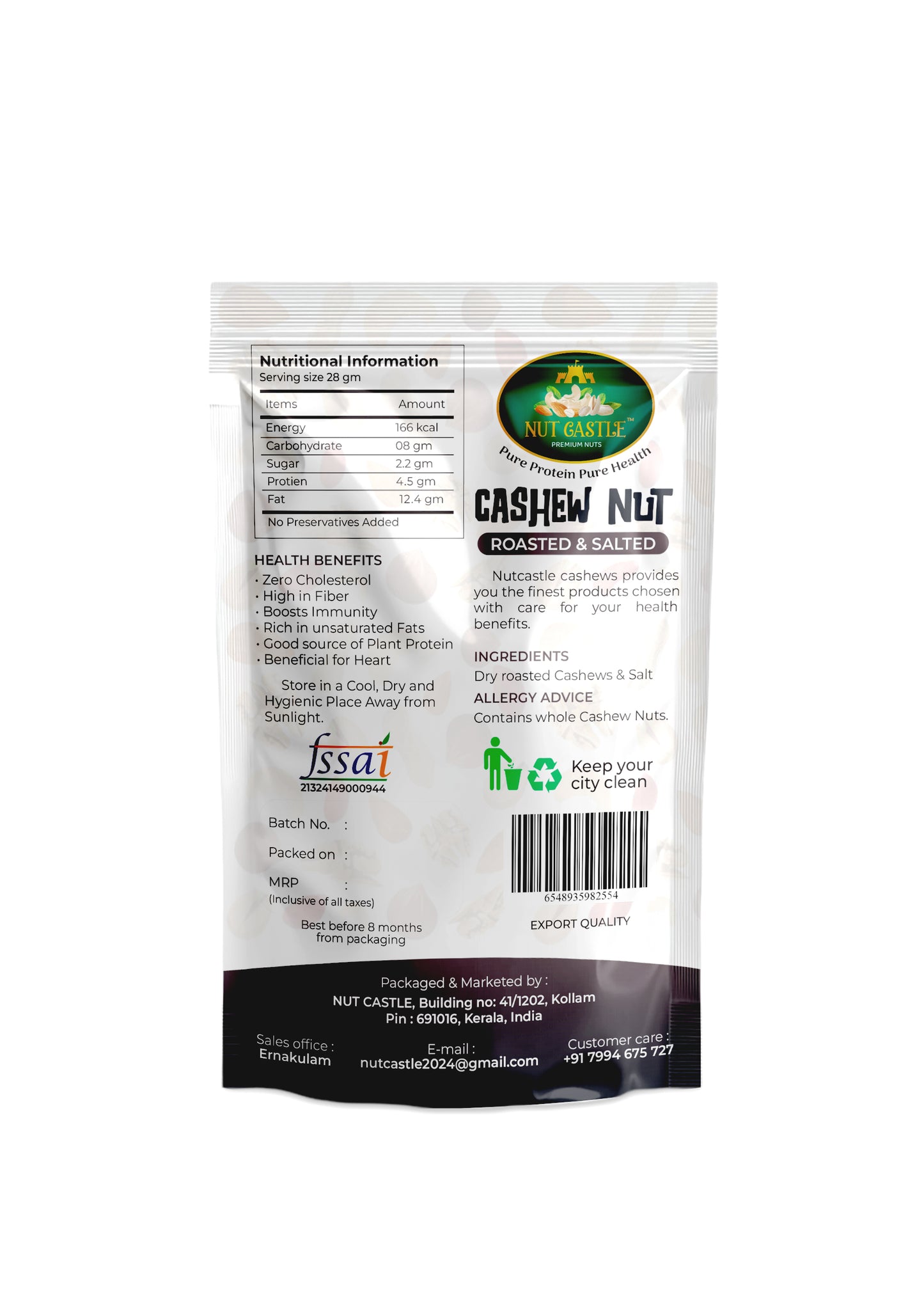Nutcastle W240 Grade, Premium Roasted & Salted Cashew Nuts